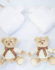 TWIN NEUTRAL TEDDY AND TOWEL HAMPER