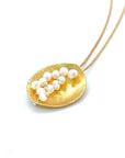 Leaf Mars Necklace, Sterling Silver with Gold Plate & Fresh Water Pearls