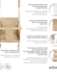 MAMOI® Indoor Children's Swing with Safety Belts, Soft Seat with Cushion, Wooden Handles, Ceiling Mount, 100% ECO, Made in EU-2