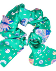 Bella Silk Scrunchie in Rainforest Butterfly