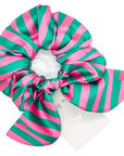 Bella Silk Scrunchie in Flamingo Stripe