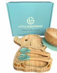Elephant Bamboo Feeding Set - Plate, Bowl, Spoon & Fork Gift Set