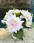 Artificial Dahlia Flower Arrangement in Glass Vase - 10"