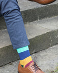 Block Striped Bamboo Socks (Comfort Cuff)