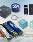 Pisces Zodiac Gift Set — Crystal Candle, Gemstone Bracelet, Bath Fizzers & Fragrance Oil