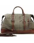 Duffel Bag, Wax Canvas Holdall, Vintage Luggage Bag, Canvas Leather Overnight Bag-0