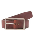 Lucille - Cognac Leather Dress Belt with Rectangle Buckle - Made in Canada