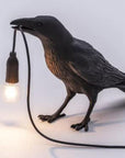 NNEDSZ Black Bird Standing Shape Nordic Resin Bird Wall Lamp - Creative Animal Bedside Decorative USB Night Light, Stylish Bird Perched Lamp for Bedroom and Living Room-0