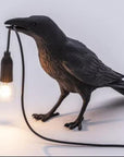 NNEDSZ Black Bird Standing Shape Nordic Resin Bird Wall Lamp - Creative Animal Bedside Decorative USB Night Light, Stylish Bird Perched Lamp for Bedroom and Living Room-0