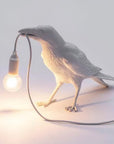 NNEDSZ White Bird Standing Shape Nordic Resin Bird Wall Lamp - Creative Animal Bedside Decorative USB Night Light, Stylish Bird Perched Lamp for Bedroom and Living Room-0