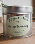 Vintage bookshop scented candle, luxury handmade soy wax candle with cashmere, leather, sandalwood, amber, vanilla, warm ginger, premium home fragrance by Ralph's Orchard at brixbailey.com