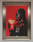 Luxury Darth Vader French Fries Framed Poster, premium Star Wars art print, stylish pop culture decor by Zestio at brixbailey.com