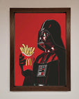 Vader French Fries Framed Poster, premium Star Wars wall art, stylish pop culture decor, trending movie poster by Zestio at brixbailey.com