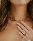 Aura O Ring Gold Curb Chain Choker Necklace