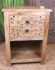 Vansura Carved Bedside Table 2 Drawer