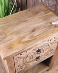Vansura Carved Bedside Table 2 Drawer