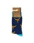 Save the Velociraptors Bamboo Socks in Navy