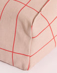 Luxury Vibes armchair beanbag, stylish pink red grid design, premium soft cotton cover, lightweight and comfortable by Ella James at brixbailey.com