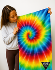 Rainbow Tie Dye Foldable Travel Yoga Mat – 2mm Lightweight Natural Rubber, Non-Slip, Eco-Friendly Mat for On-the-Go Practice | Yune Yoga-0