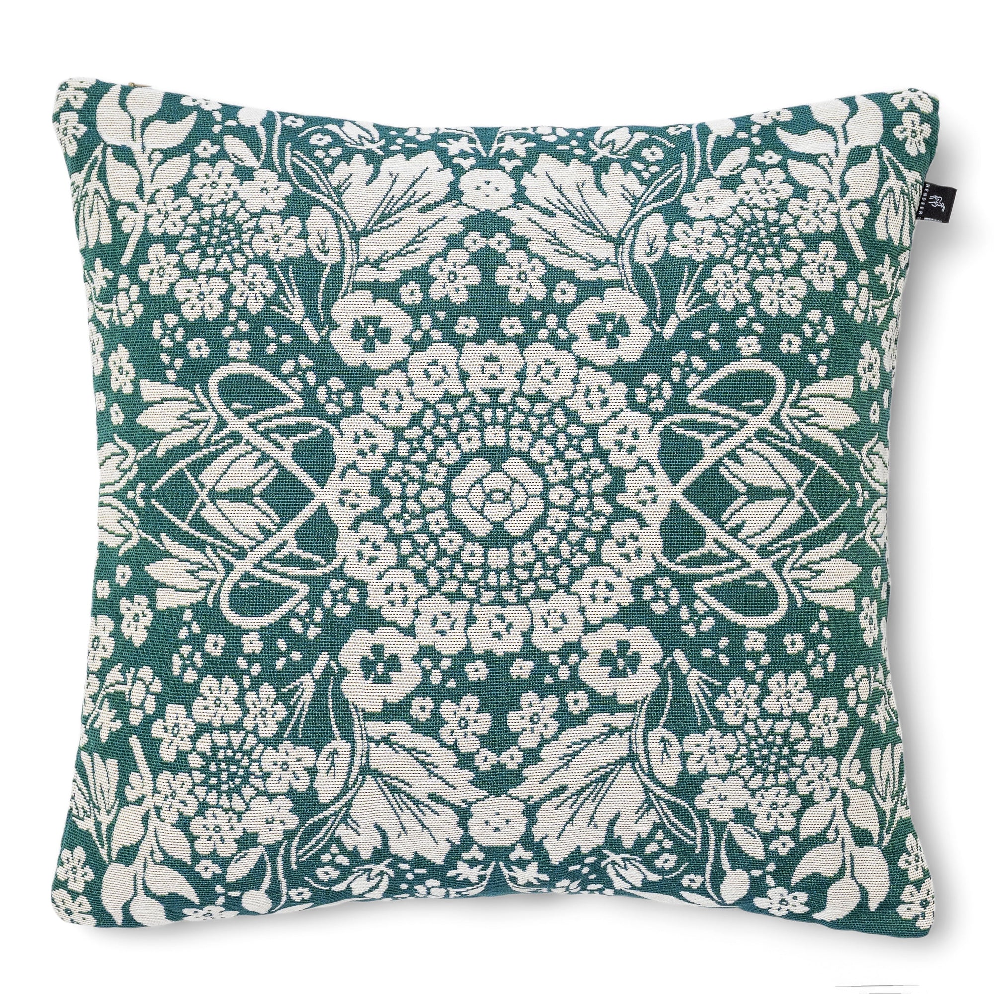 Across the Universe woven cushion cover in peacock green and white by Brix Bailey at www.brixbailey.com