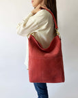 Meletti Bag in Coral Suede