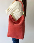 Meletti Bag in Coral Suede