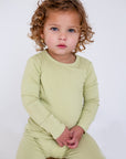 Green Ribbed Bamboo Two-Piece Set Long Sleeve Pyjamas