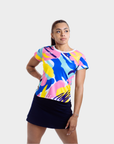 Aixo Abstract Womens Top Multicolour Dark