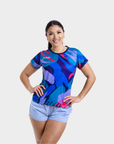 Aixo Abstract Womens Top Multicolour Dark