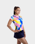 Aixo Abstract Womens Top Multicolour Dark