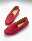 Women's Penny Driving Loafers, red suede