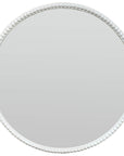 Rustic Round Beaded Wood Mirror Soft White Distressed Finish