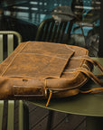 Premium Welch Briefcase, luxury vintage leather messenger bag for laptop up to 14 inches, stylish and durable high-quality crazy horse leather by Steel Horse Leather at brixbailey.com