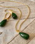 Polished Malachite Stone Pendant Necklace in Gold