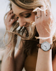 Arvo White Time Sawyer Watch - Silver - Brown Leather