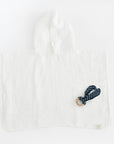 Linen Fine Waffle Poncho for Kids - White