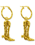 Hoedown Cowboy Boot Hoop Earrings Gold