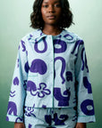 Organic Cotton Pyjama Shirt in Blue Things