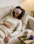 Gratitude Embroidered Linen and Lavender Eye Pillow