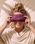 Love Embroidered Linen and Lavender Eye Pillow