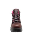 Women 6'' Waterproof Soft Toe Work Boot Brown Leather Boots-4