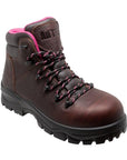 Women 6'' Waterproof Soft Toe Work Boot Brown Leather Boots-0