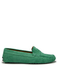 Women's Penny Driving Loafers, emerald embossed suede