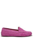 Women's Penny Driving Loafers, pink embossed suede