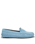 Women's Penny Driving Loafers, blue embossed suede