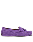 Women's Tasselled Driving Loafers, purple embossed suede