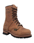 Women's 9" Brown Steel Toe Logger Leather Boots-1