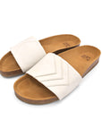 Premium white vegan sandals with comfortable straps, cushioned footbed, slip-resistant sole, sustainable fair fashion by Fünve at brixbailey.com