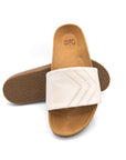 Premium white vegan sandals with comfortable strap, soft footbed, slip-resistant sole, sustainable fair fashion by Fünve at brixbailey.com