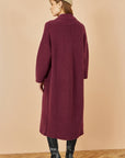 Yumi Burgundy Knitted Maxi Cardigan With Pockets